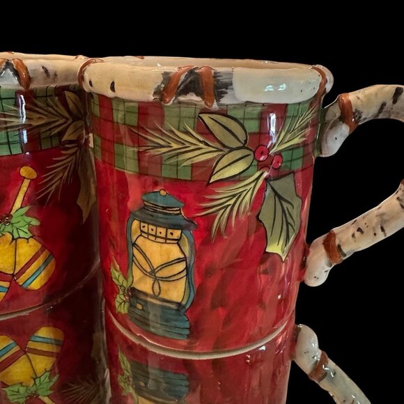 Vintage Susan Winget Holiday Lodge Mugs 4.5 “ Tall 16 Oz Capacity Set Of Two - Picture 4 of 13